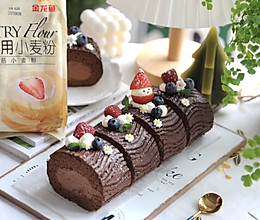 #金龙鱼精英100%烘焙大师赛-爱好组低筋#巧克力树桩蛋糕卷的做法