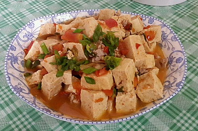 西红柿肉末炖老豆腐