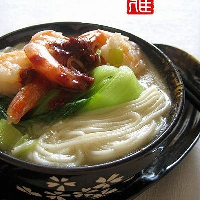 油菜虾煨面