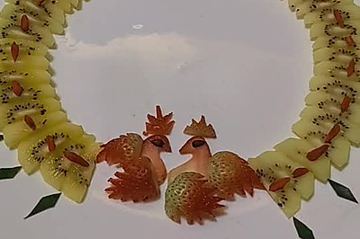 水果拼盘：双喜临门