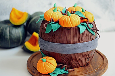 暖色秋季—秋的收获—南瓜翻糖蛋糕