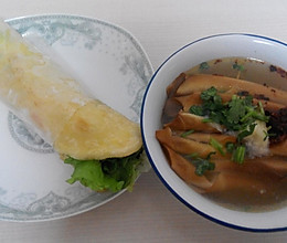 鸡汤豆腐串+鸡蛋灌饼  经典组合，美味晚餐的做法
