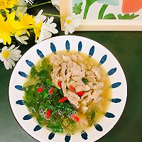 #葱伴侣豆瓣酱能蘸善炒#枸杞叶肉片汤的做法图解13