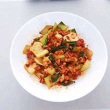 红油肉末炒油菜