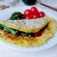 红柿绿菜粘蛋饼的做法图解15