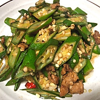 秋葵炒肉的做法图解4