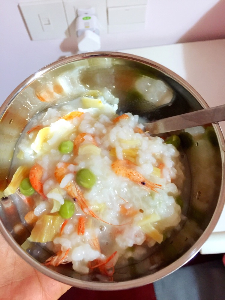 青豆鲜虾瑶柱粥的做法