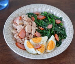 #浪漫七夕 共度“食”光#低脂高蛋白的金枪鱼菠菜沙拉的做法