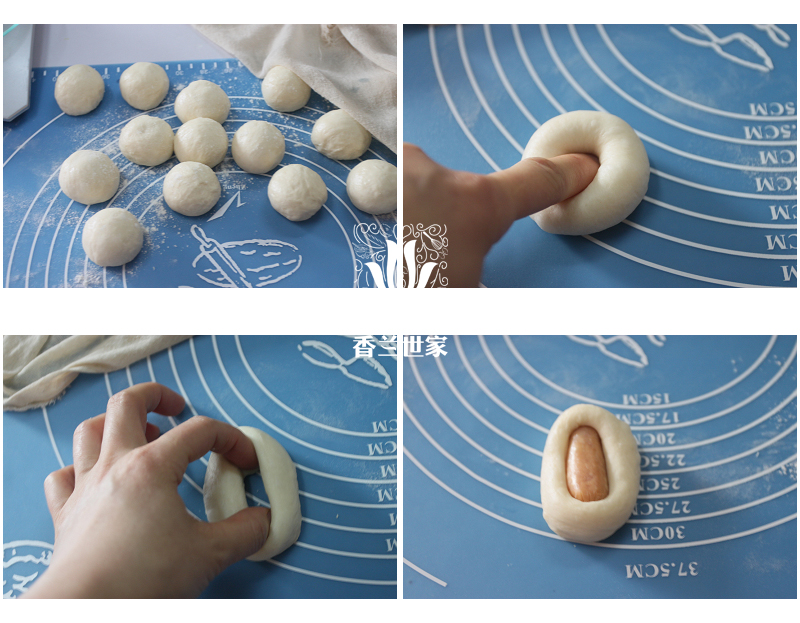 [香兰世家]面包诱惑 芙蓉一口酥(迷你肠仔包)/肉松培根卷 的做法图解1