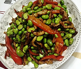 毛豆米炒红椒肉丝的做法
