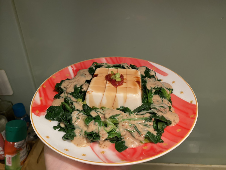 夏日爽口凉菜 菠菜拌豆腐的做法