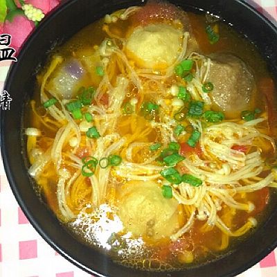 番茄鱼丸金针菇汤