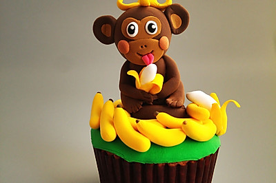 猴赛雷吃香蕉翻糖蛋糕