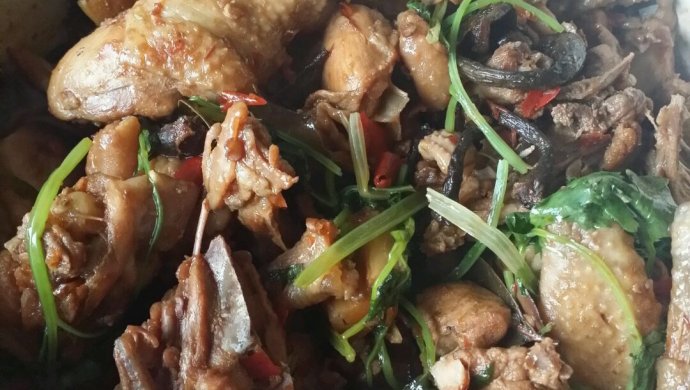 铸铁锅炖干蘑菇鸡