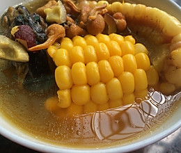 海椰皇虫草花玉米乌鸡汤的做法