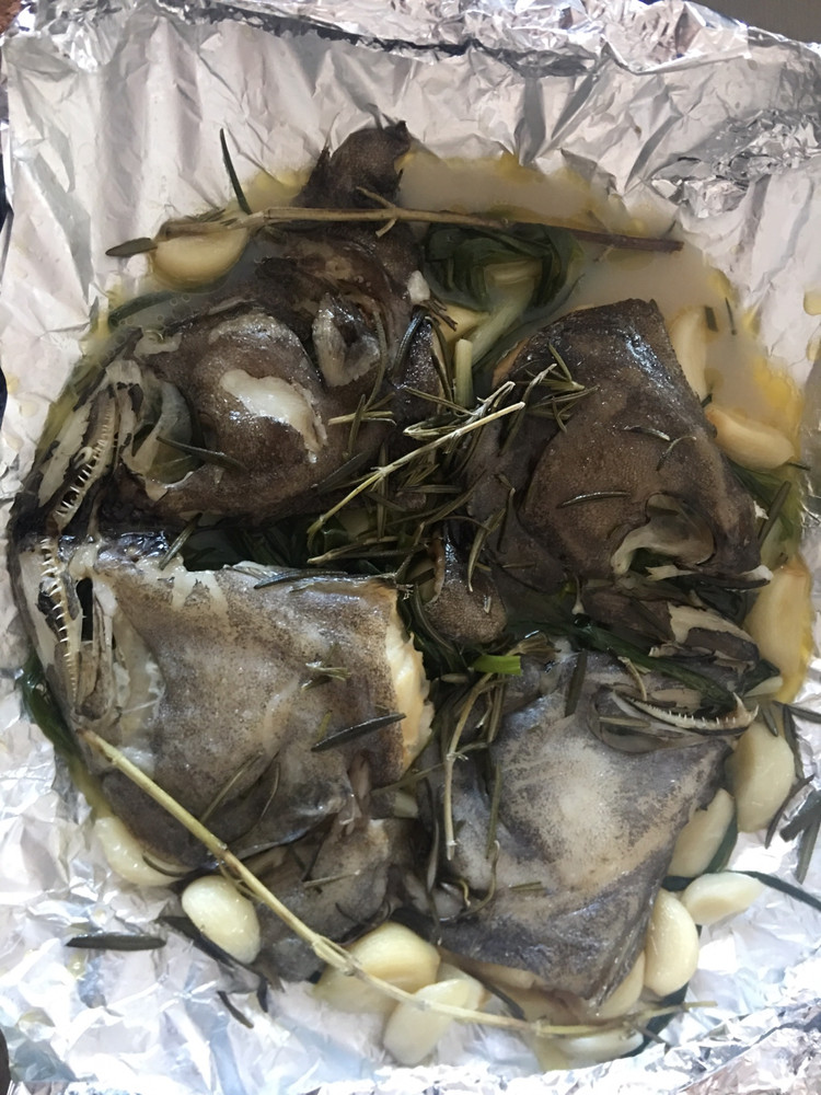 黄油焗牙片鱼头的做法