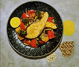 彩虹三文鱼烤时蔬的做法