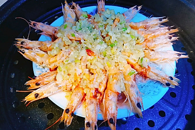家常菜系列-蒜蓉粉丝蒸大虾