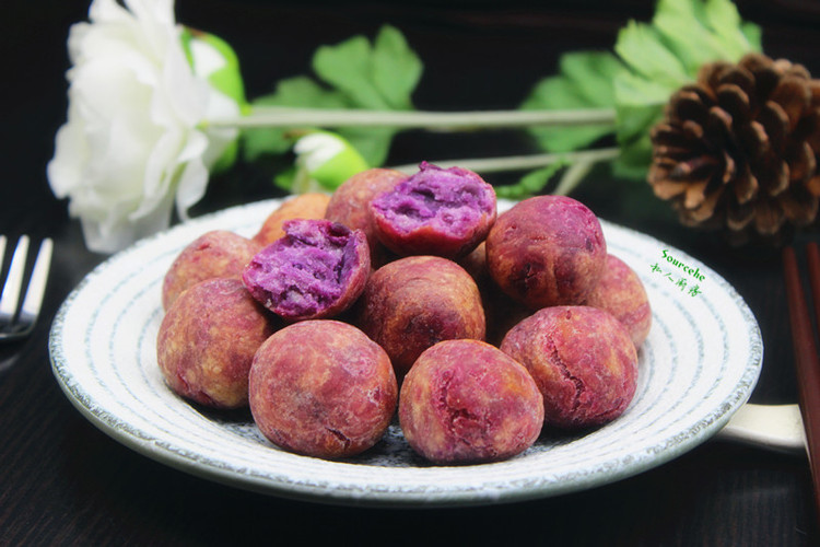 酥脆紫薯丸子的做法