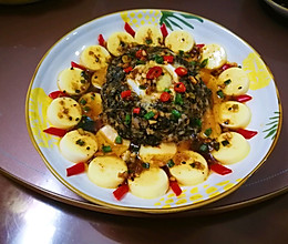 日本豆腐梅干菜肉饼蒸蛋的做法