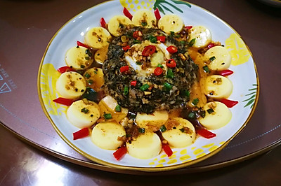日本豆腐梅干菜肉饼蒸蛋