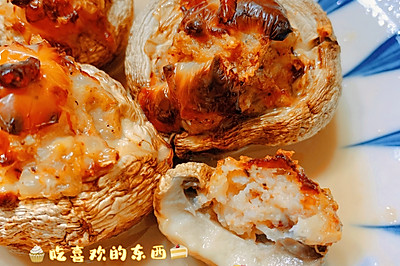 空气炸锅版 芝士虾仁蘑菇（减脂餐）