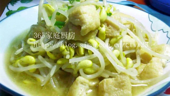 黄豆芽炒油豆腐