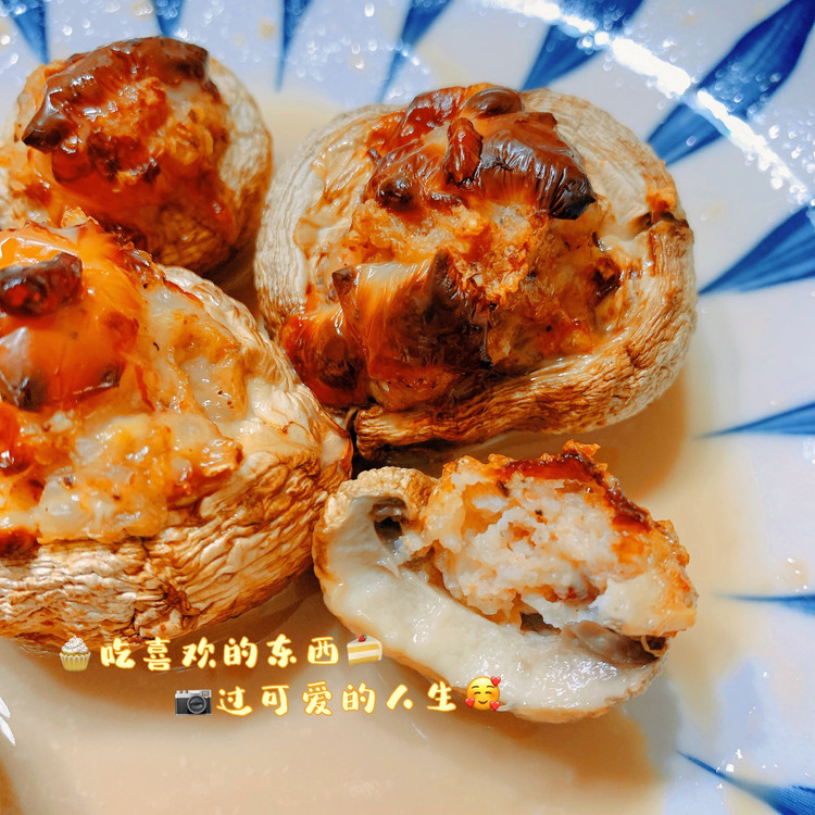 空气炸锅版 芝士虾仁蘑菇（减脂餐）的做法