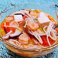 #刘畊宏女孩减脂饮食#虾仁豆腐金针菇香菇汤的做法图解16