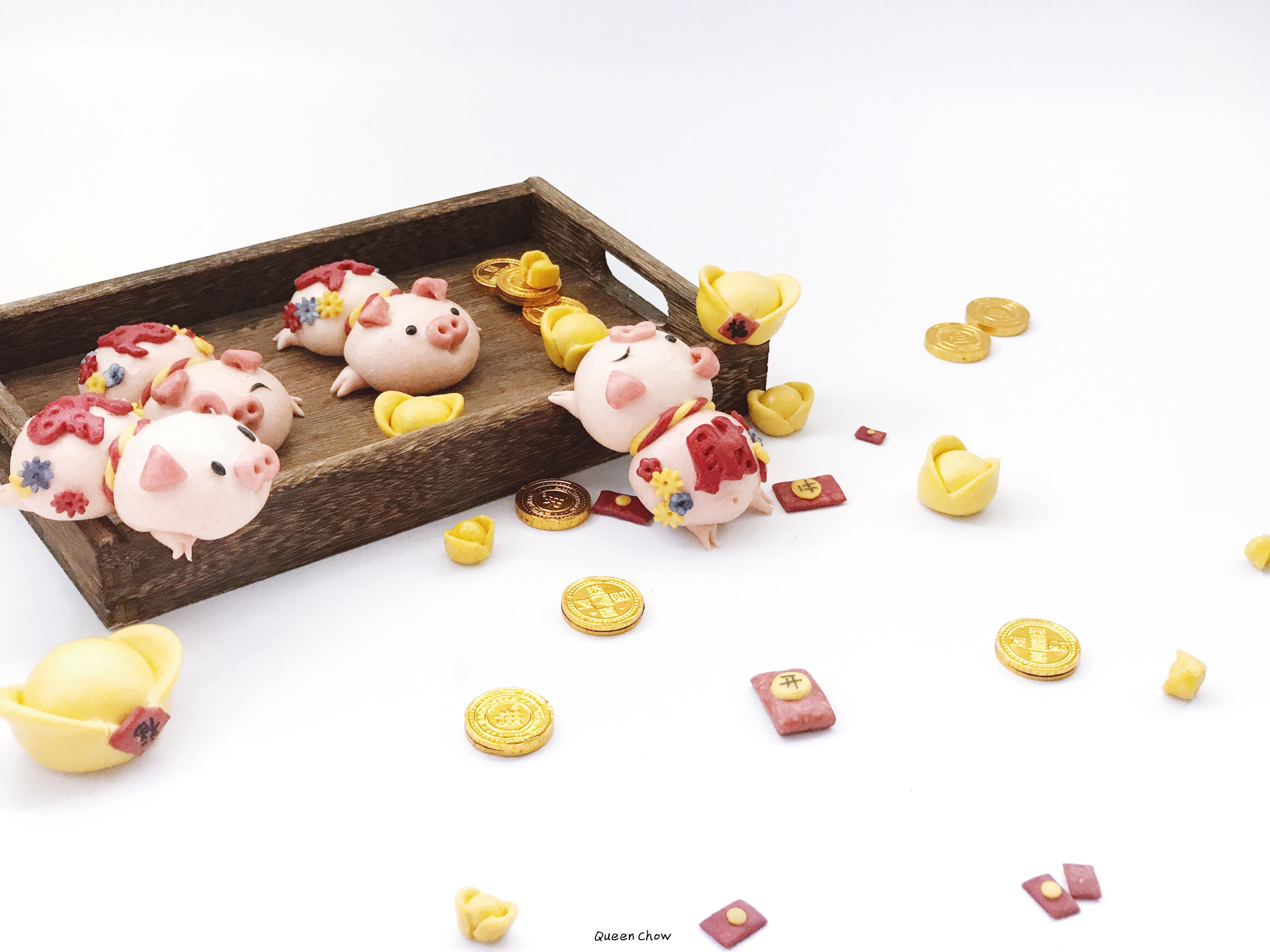 [cartoon steamed bread & cartoon bag] lucky. Money rolling pig bag