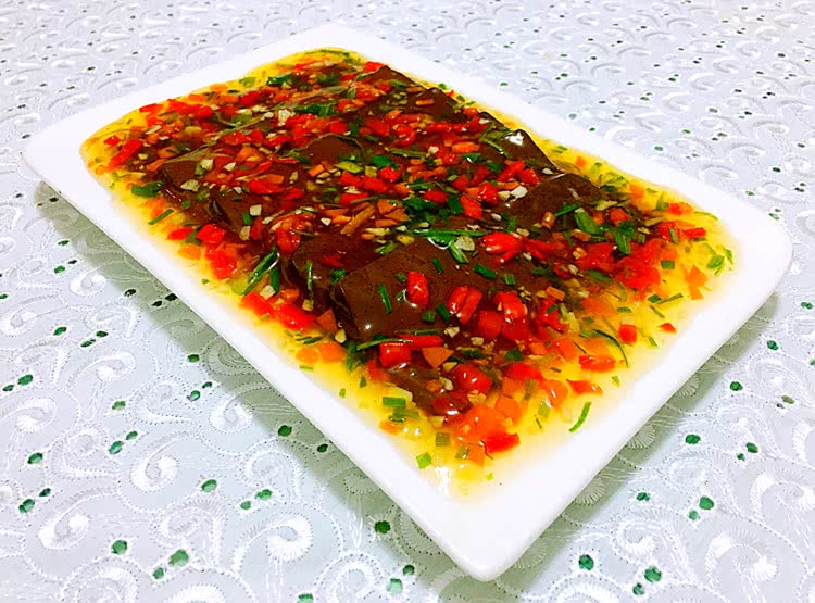 五彩羊血豆腐的做法图解12