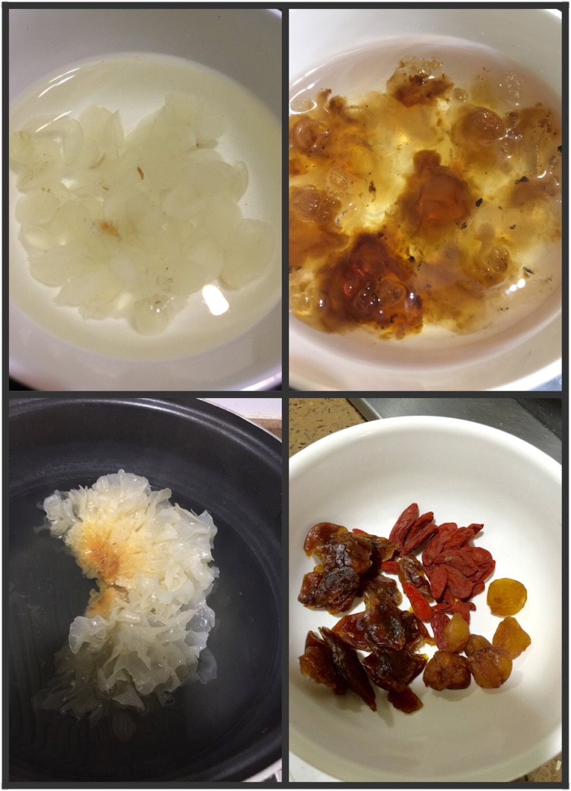 冰糖煲桃胶雪莲子雪耳糖水的做法图解1