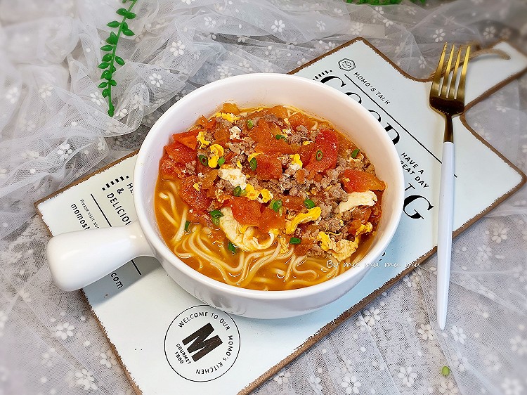 番茄肉末浓汤面的做法