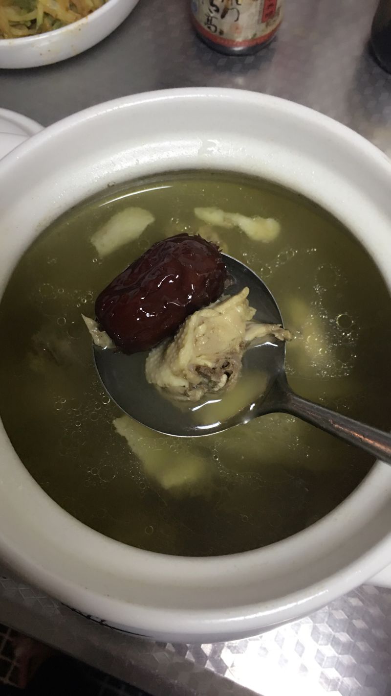 Chicken soup with Cordyceps and bamboo fungus