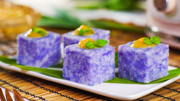紫砂蓝花糯米糕