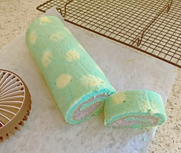 蓝色芋泥波点蛋糕卷 —— 内含超健康的芋泥做法的做法