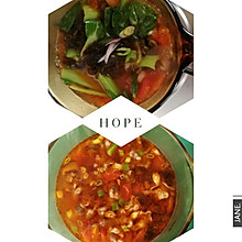 番茄香菇肥牛&蔬菜双汤