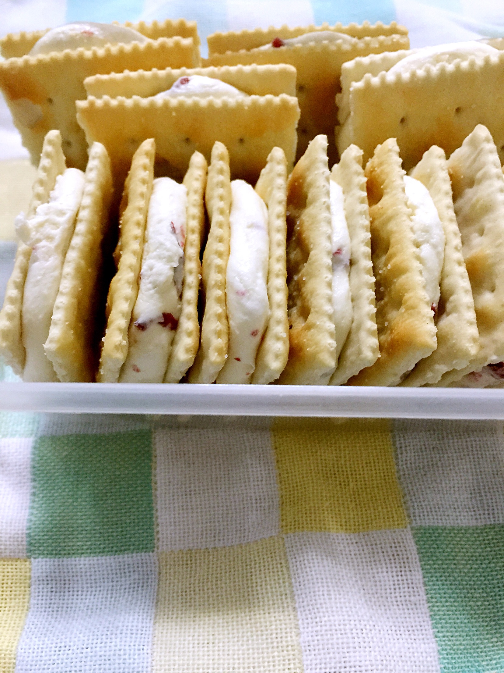 Nougat sandwich soda biscuit