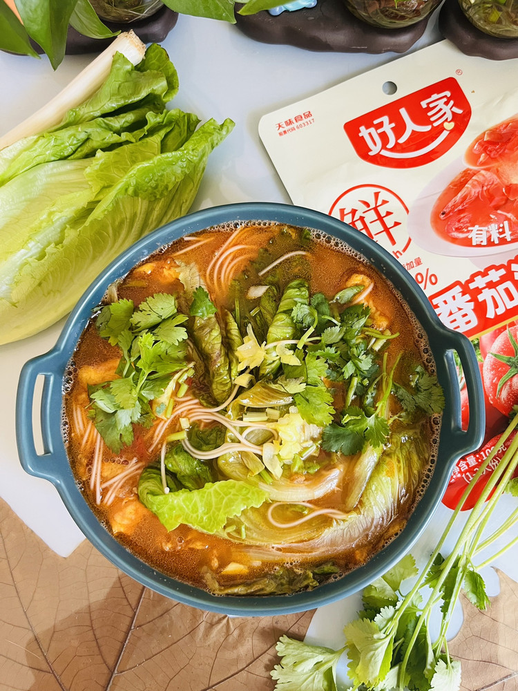 鲜番茄汤料鸡蛋面的做法