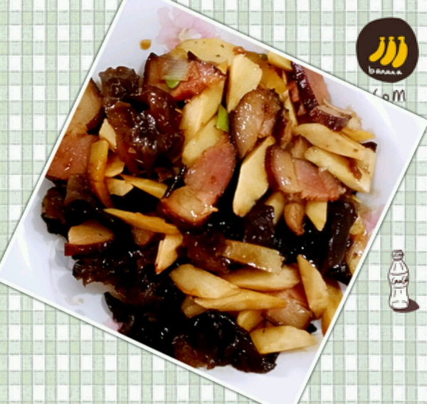山药腊肉炒木耳