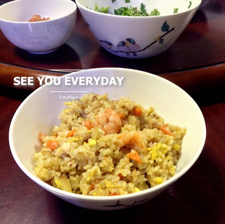 【佳佳姐の餐】虾仁咖喱炒饭