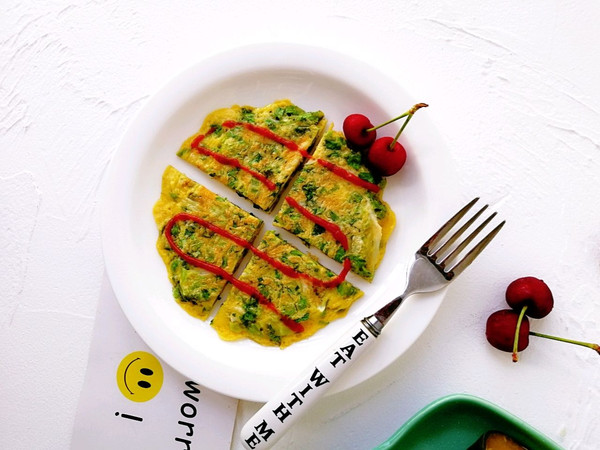 生菜小银鱼蛋饼