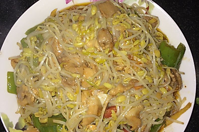 肉片炒豆芽