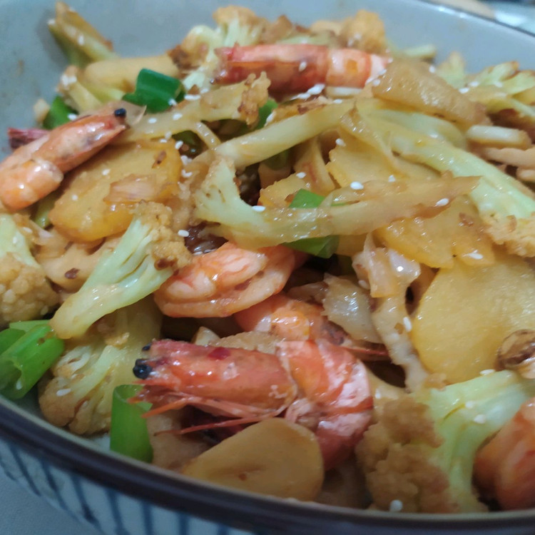 家常菜—干锅杂菜虾的做法