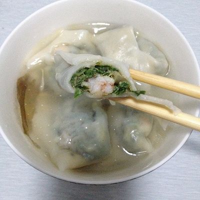 教你包韭菜鲜虾馄饨