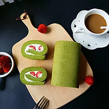 #豆果10周年生日快乐#草莓抹茶奶油蛋糕卷