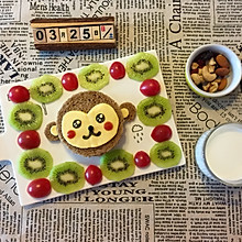 儿童早餐—小猴子照烧三文鱼蔬菜三明治
