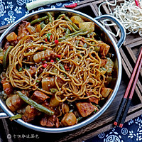 五花肉豆角焖面#寻味外婆乡#的做法图解12