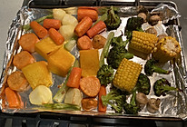 减脂增肌晚餐：田园时蔬扒（烤箱版）+火焰烤鸡腿（BBQ版）的做法