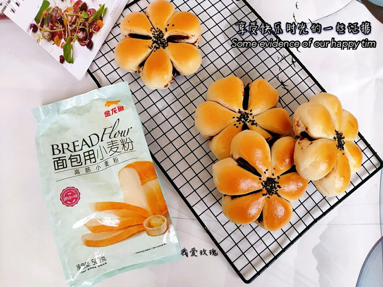 花朵豆沙包的做法